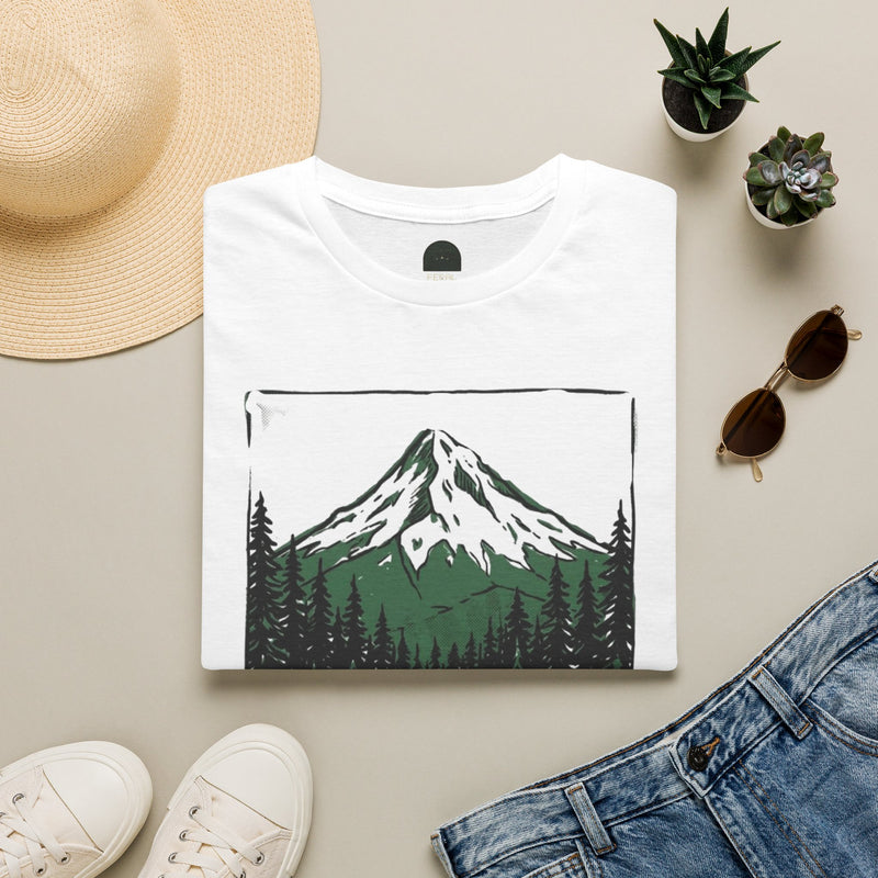Volcano Distance Mountain Tee — “PDX — 60 miles to the volcano”