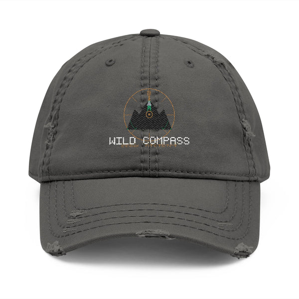 Dad Hat — Embroidered 'Hello Compass' Distressed Cap
