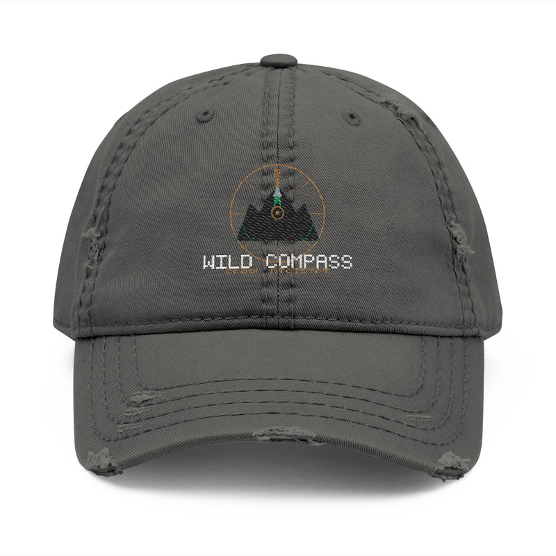 Dad Hat — Embroidered 'Hello Compass' Distressed Cap