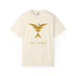 Feral District Logo T‑Shirt — Minimalist Gold Emblem Tee