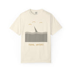 Feral Waters T‑Shirt — Minimal Shark Fin Ocean Graphic Tee
