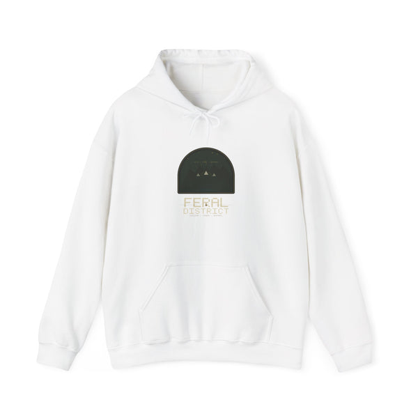 Minimalist 'Feral District Est. 2026' Hoodie — White Graphic Sweatshirt