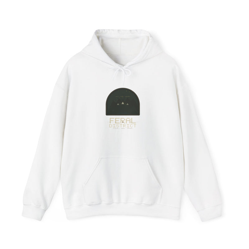 Minimalist 'Feral District Est. 2026' Hoodie — White Graphic Sweatshirt