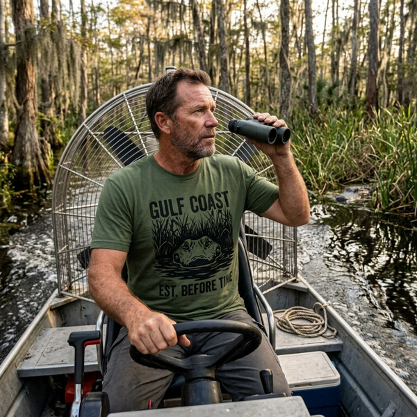 Gulf Coast T‑Shirt — 'Gulf Coast Est. Before Time' Alligator Swamp Shirt
