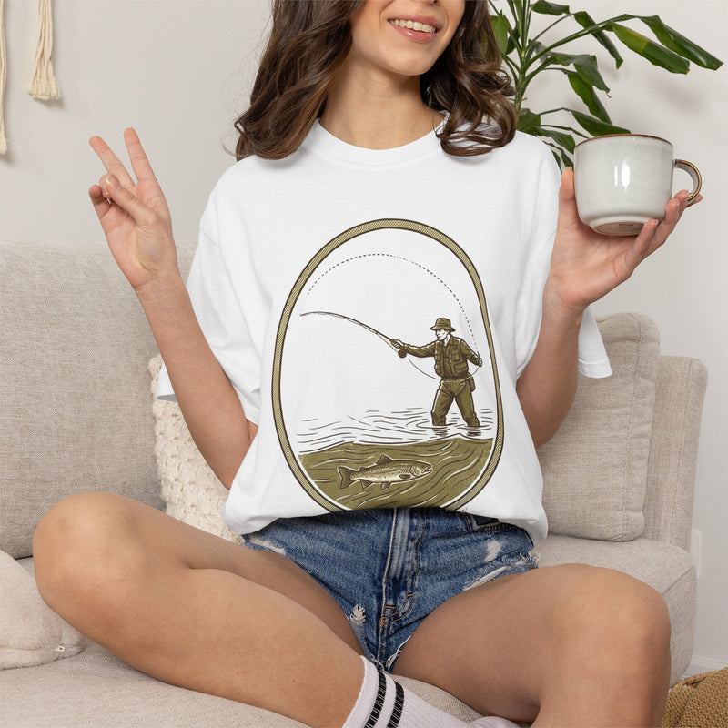 Fly Fishing T-Shirt — Angler Casting Design