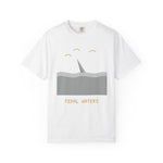 Feral Waters T‑Shirt — Minimal Shark Fin Ocean Graphic Tee