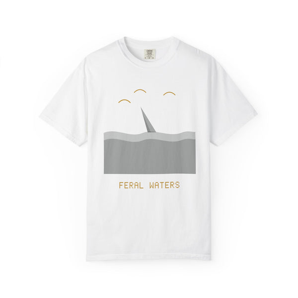 Feral Waters T‑Shirt — Minimal Shark Fin Ocean Graphic Tee