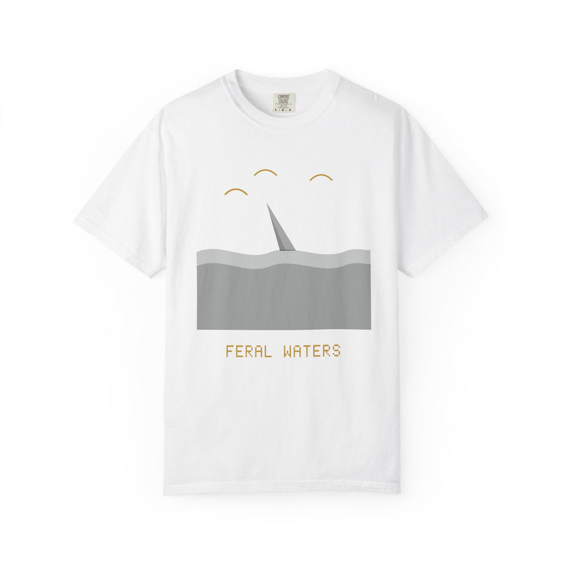 Feral Waters T‑Shirt — Minimal Shark Fin Ocean Graphic Tee